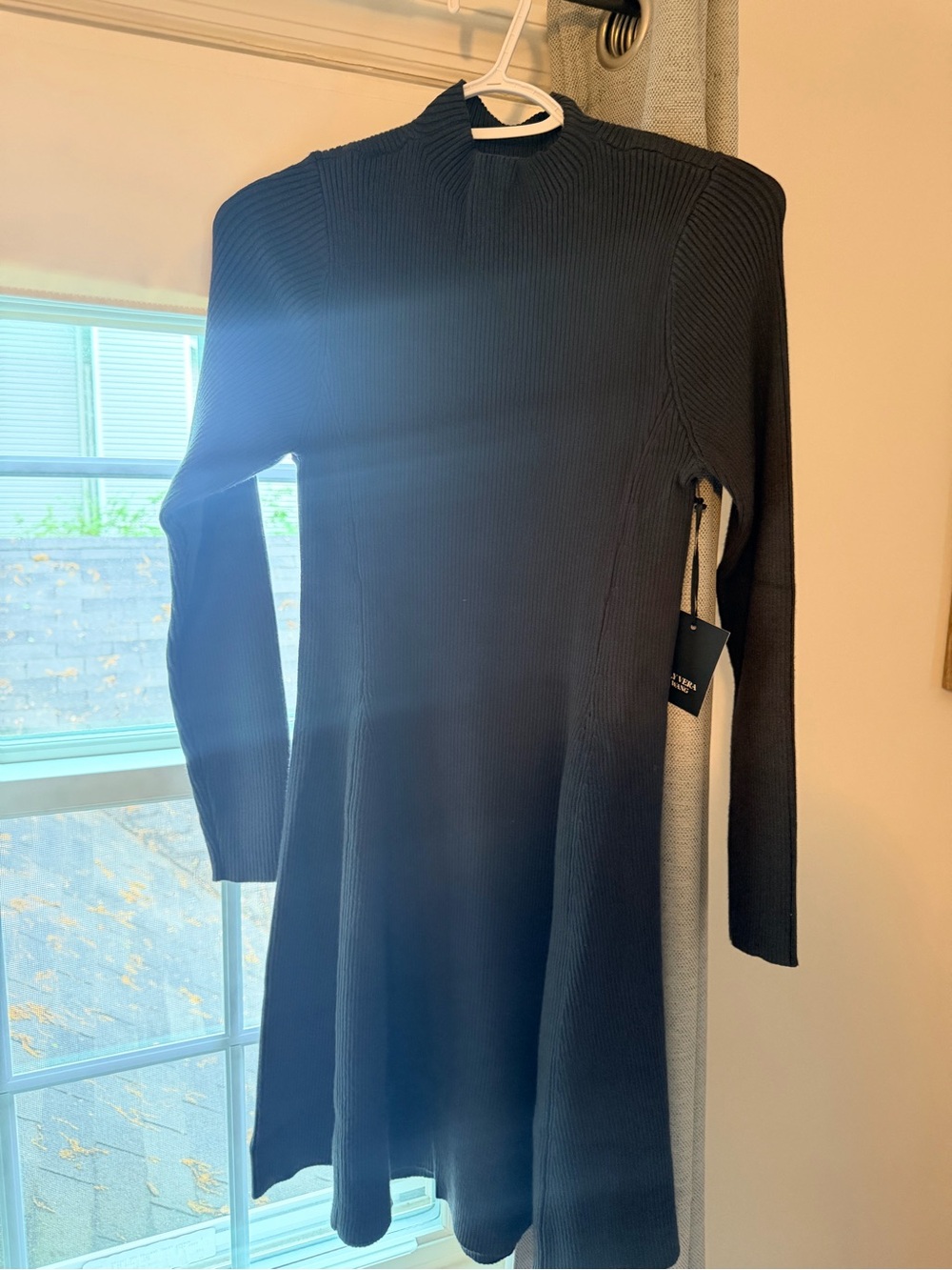 Simply Vera Vera Wang Black Long-Sleeve Ribbed Knit Dress